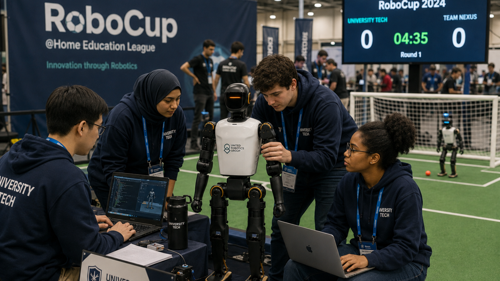 RoboCup humanoid competition action shot